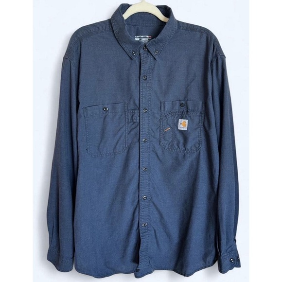 Carhartt Other - Carhartt FR Flame Resistant Navy Blue Long Sleeve Button Up Shirt size XL